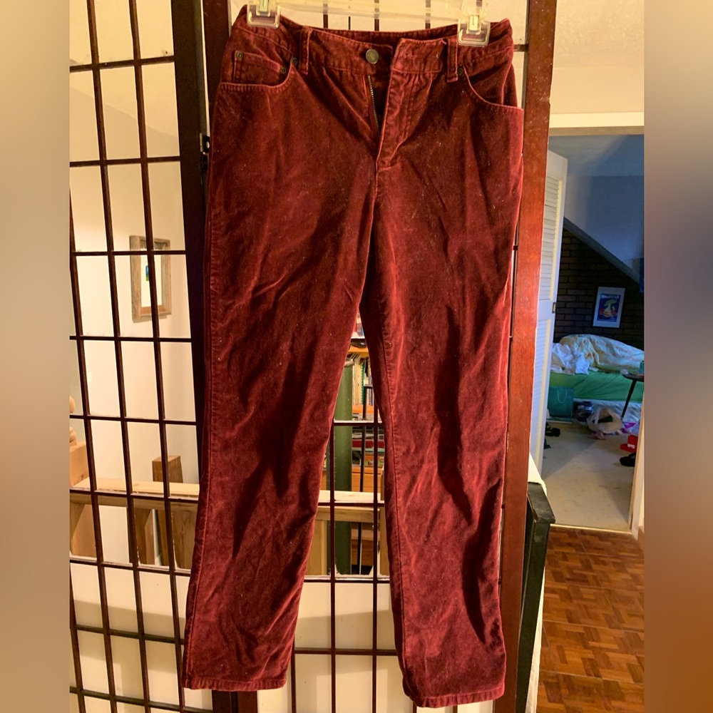 Burgundy velvet/corduroy pants